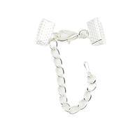 10 pezzi/lotto fermagli a gola, terminali for cordoni, nastri in pelle con catene/fermagli a moschettone, connettori, forniture for la creazione di gioielli Barriera Corda Fine Cap(Silver,8mm)