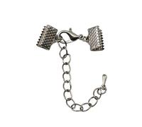 10 pezzi/lotto fermagli a gola, terminali for cordoni, nastri in pelle con catene/fermagli a moschettone, connettori, forniture for la creazione di gioielli Barriera Corda Fine Cap(Gun Black,40mm)