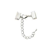 10 pezzi/lotto fermagli a gola, terminali for cordoni, nastri in pelle con catene/fermagli a moschettone, connettori, forniture for la creazione di gioielli Barriera Corda Fine Cap(Rhodium,13.0mm)