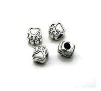 10 pezzi/lotto perline a forma di zampa di cane e orso, foro grande 4,5 mm, ciondoli distanziatori in metallo, perline, accessori per fai da te, braccialetti, collane, creazione di gioielli - argent
