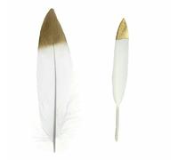 10 pezzi/lotto piume dorate per feste nuziali, per artigianato fai da te, piume d'oca dorate immerse in colori naturali, decorazioni natalizie per la casa, miscelazione di bianco e oro