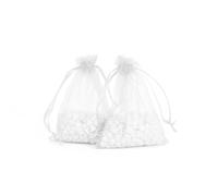 10 Pezzi/Lotto Sacchetti in Organza con Coulisse, Sacchetti per imballaggio di Gioielli, Decorazioni per Feste, Sacchetti Estraibili per Compleanni, Bianchi, 10x15 cm