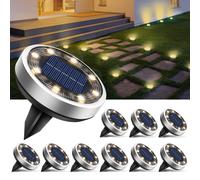 10 Pezzi Luci Solari Da Giardino, 8 LED Faretti Sepolta Solari a Led Da Esterno,