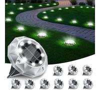 10 Pezzi Luci Solari da Giardino, 8 LED Faretti Sepolta Solari a Led da Esterno IP65 Impermeabile, Luci Solare Decorazione Lampade Solare da Terra per Cortile Prato Vialetto Paesaggio,Bianco Freddo