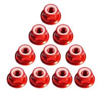 10 Pezzi M5 Dado di Bloccaggio Esagonale in Alluminio CNC Dado Autobloccante Flangiato Hex Auto-Lock Noci Rosso