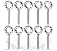 10 Pezzi M6 Bulloni ad Occhio in Acciaio Inossidabile, 75mm Golfare a Gambo Lungo, Argento Filettatura Maschio Bullone ad Anello, Golfari Bullone Occhielli, Golfare per Fissaggio, Sospensione