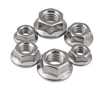 10 pezzi M6 x 1 mm passo filettatura sinistra dadi flangiati dentellati 304 acciaio inossidabile dado di bloccaggio esagonale (n. 372)(M10 x 1.5mm Pitch,5Pcs)