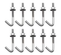 (10 pezzi) M6 x 150 mm Bullone di ancoraggio per tetto Viti di ancoraggio in calcestruzzo Gancio J Gancio in acciaio inossidabile 304 7 Forma Gancio da parete Ganci a gambo lungo con rondella