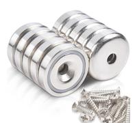 10 pezzi Magneti Neodimio 20x7mm Potente Magnete Forza 10 KG Calamita Magneti con al Magnet Neodimio foro e Capsula con Svasato e con viti，Magneti Potenti Per Industria e Scienza ecc
