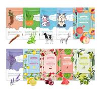 10 Pezzi Maschera viso, Maschera Viso Coreana Nutriente con Frutta ed Estratti Vegetali