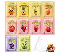 10 Pezzi Maschera viso, Maschera Viso Coreana Nutriente con Frutta ed Estratti Vegetali, Maschere Viso in Tessuto, per Azione Idratante, Detergente, Set Skin Care Ragazza Donne