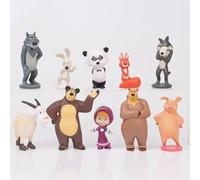 10 pezzi Masha e l'orso Action Figure Modello anime Giocattoli di cartone animato Figura anime per regali di amici Regalo di Natale