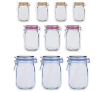 10 pezzi Mason Jar modello Food Saver Borse di stoccaggio Set ermetico bottiglia riutilizzabile modellazione Cerniere Contenitore di alimenti Organizer Snack per bambini Sacchetti freschi