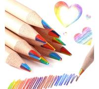 10 Pezzi Matita Multicolore, 7 in 1 Matite Arcobaleno,Matite Colorate Arcobaleno per Adulti o Bambini,Matite Multicolori per Arte, Disegno, Colorazione, Schizzi