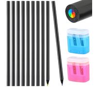 10 Pezzi matite colorate, Matita Multicolore legno nero, Matite Colorate Arcobaleno per Adulti, Matite colorate artistiche con 2 temperamatite per disegnare, scrivere, fare schizzi