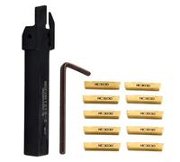 10 pezzi MGEHR1212-2 Set di fresa per tornio per lavorazione dei metalli, inserti MGMN200 e chiave a L, portautensili professionale da 12 x 12 mm per operazioni di scanalatura, larghezza 2 mm