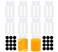 10 Pezzi Mini Bottiglie di Plastica con Etichette Bottiglie Vuote Riutilizzabili con Coperchi Bottiglie di Alcol Bottiglie di Succo Contenitori per Bevande Succo Latte Caffè Acqua Caramelle (150ml)