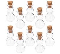 10 Pezzi Mini Bottiglie di Vetro Tappo in Sughero | Trasparenza Elevata e Superficie Liscia, Adatte a Piccoli Oggetti e Caramelle, Facili da Riporre