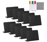 10 Pezzi Mini Lavagna, Lavagnetta Cancellabile Piccola, Forma di L Cartellini Prezzi Lavagnette per Buffet, Lavagnette Cancellabili Segnaposto Tavolo,(100x75 mm, 7 Pennarelli, 1 Panni)