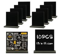 10 Pezzi Mini Lavagna Piccola,Lavagnette Messaggi Bordo,13 x 15 cm Lavagnetta per gesso bifacciale con Base in Legno,Lavagnette per Feste Ristoranti Prezzi Matrimoni Bar Casa
