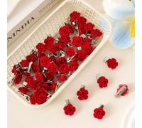 10 pezzi Mini Rose Rosse Floccate Fermagli per Capelli, Accessori per Capelli Carini per Ragazze, Forcine per Trecce e Ciuffi Laterali a Forma di Cuore, Adatti per Adolescenti, Ragazze, Feste, Ringraz