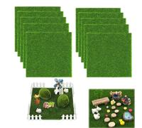10 Pezzi Miniatura Prato Sintetico 15x15 cm, Erba Finta 5 mm Spessore