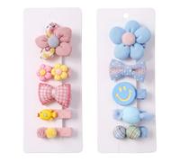 10 Pezzi Mollette Capelli Bambina con Fiori e Fiocchi in Tessuto, Mollettine Neonata per Capelli, Fermagli Sicuri Delicati sui Capelli, Accessori Acconciature Bimba