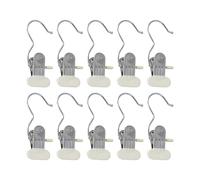 10 Pezzi Mollette Grucce Ganci a Clip, 2-in-1 Ganci per Lavanderia Portatili in Acciaio Inossidabile, Antiscivolo Clip a Gancio per Pantaloni Scarpe Calzini Asciugamano (Beige)