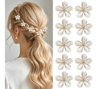 10 Pezzi Mollette per Capelli Piccole, Mini Mollette a Fiori Antiscivolo, Fermagli per Capelli Accessori per Donna e Ragazza, Uso Quotidiano e Cerimonie (Beige)