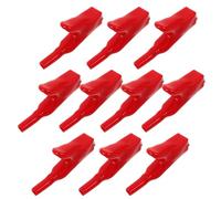 10 Pezzi Morsetti Coccodrillo Isolati 50a in Acciaio e PVC | Colore Rosso, Presa Sicura e Isolamento Completo, per Cavi Batteria e Terminali