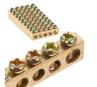 10 Pezzi Morsettiera di Collegamento Elettrico a 5 Fori in Rame Oro | Base Isolante Non Conduttiva, Barra di Terra Neutra per Quadri, Finitura Lucida Resistente All'ossidazione