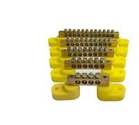 10 pezzi morsettiere 6 * 9 file in rame neutro ritardante di accensione for apparecchiature di scatole elettriche di distribuzione blu/giallo(Yellow (0609),4P)