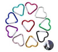 10 Pezzi Moschettoni a Forma di Cuore Set, Moschettone Portachiavi Colorato, Piccolo Moschettone in Lega di Alluminio per Campeggio, Viaggi, Passeggiate e Pesca