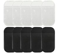10 Pezzi Nano Auto Antiscivolo Pad, Silicone Antiscivolo Pad, Pulibile e Riutilizzabile per Cruscotti Automobilistici, Telefoni Cellulari, GPS,Casa, Ufficio (Nero e Trasparente)