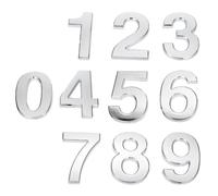 10 Pezzi Numero Civico Autoadesivo 0-9 in ABS, Argento | Resistente All'acqua, Formato 10cm, per Uffici e Esterni, Adatto a Palo Cassetta e Condominio