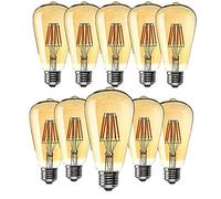 10 Pezzi OUGEER LED Filamento Lampadina E27 ST64 6W 2200K Bianco Caldo 600Lm Vintage Edison Stile 60W Incandescente Equivalente Non-dimmerabile