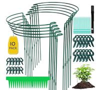 10 Pezzi Pali di Supporto per Piante ad Anello, 25 × 60cm Paletto per Piante da Giardino in Metallo, Supporti per Piante da Giardino Semitondo Anello di Supporto