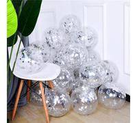 10 pezzi Palloncini in lattice dorati con paillettes da 12 pollici, palloncini trasparenti con glitter ad elio, adatti per matrimoni, decorazioni per feste di compleanno colla di latice