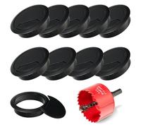 10 Pezzi Passacavi Scrivania, Diametro 60 mm Passacavo per Scrivania, passa cavi da scrivania, passacavo, Copri Foro per Cavi da Scrivania, con 1 Sega a Tazza 60 mm