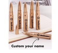 10 pezzi Penna a sfera personalizzata con imitazione di pallottola, penna a inchiostro blu a base d'acqua per studenti, morbida al tatto, scrittura scorrevole, senza sbavature, asciugatura rapida, per