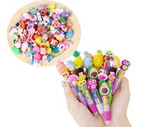 10 pezzi penne a sfera retrattili con 30 tappi di cartoni animati - 4 colori Mini penne penne creative carine penne a sfera retrattili per l'ufficio Forniture scolastiche per bambini studenti scuola