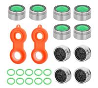 10 pezzi Perlatori per rubinetti, filtro per rubinetti, perlatori, 2 chiavi a scatto per cucina, bagno e giardino, risparmio d'acqua e paraspruzzi (verde M24)