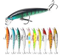 10 Pezzi Pesca Realistico Kit, Esche Artificiali Set, Pesca L'esca Dura, Esche Swimbait Lure, Affondando Bionico Esche da Pesca con Ancoretta per Trota, Pesce Persico, Luccio, Cavedano, Lucioperca