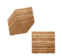 10 Pezzi Piastrelle Legno da Giardino, 30X30cm, Base Drenante in Plastica, Colore Legno Chiaro, Pavimento Ad Incastro, Totale 0.9 m², Tagliabile