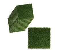10 Pezzi Piastrelle Prato Artificiale da Giardino, 30X30cm, Mattonelle Con Erbe Sintetica, Colore Verde, Pavimento Ad Incastro, Totale 0.9 m², Tagliabile