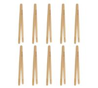 10 Pezzi Pinze in Bambù, Utensile da Cucina Marrone | Legno Finitura Liscia e Bordi Lucidati, Presa Sicura per Buffet, Colazioni e Picnic, Stile Minimale