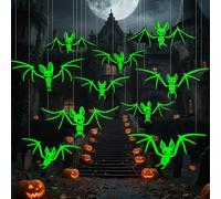 10 Pezzi Pipistrelli Decorazioni di Halloween, Decorazioni da Appendere con Scheletro Incandescente, Pipistrelli Spaventosi di Halloween, Decorazione da Parete per Halloween, per Interni ed Esterni