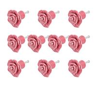 10 Pezzi Pomelli per Porta Floreali nel Ceramica Floreale Vintage Rosa Mani3389