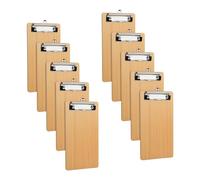 10 Pezzi Portablocco di Legno, 10,8x20,8 cm Cartella Portablocco con Foro per Appendere, Portadocumenti con Clip, Cartellina Presentatore per Scuola Ufficio Cucina (48K)