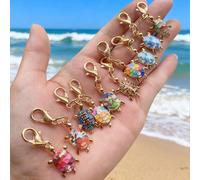 10 pezzi Portachiavi carini a forma di tartaruga marina, portachiavi di moda e divertenti a forma di animali, accessori durevoli per organizzare le chiavi, mini ciondoli decorativi, adatti per zaino,
